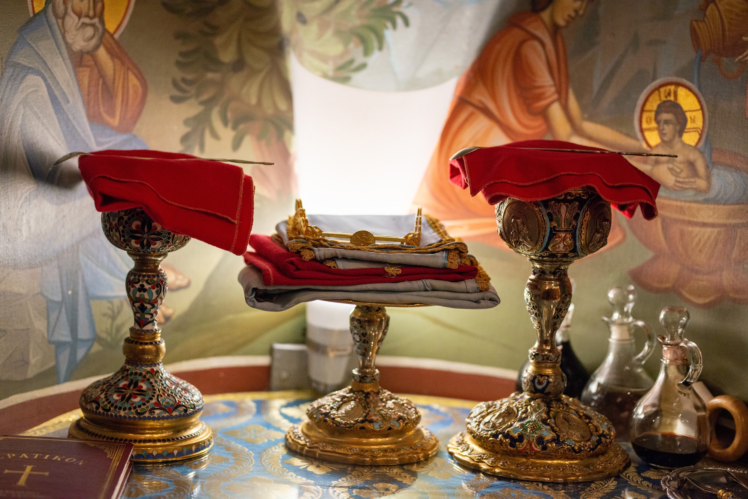Chalices prepared for the Divine Liturgy